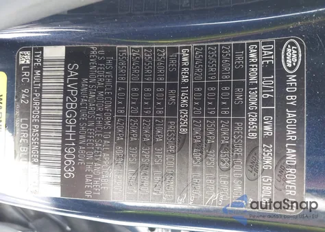 2017 Land Rover Range Rover Evoque Se/Se Premium z USA, uszkodzony, nr VIN SALVP2BG9HH190636